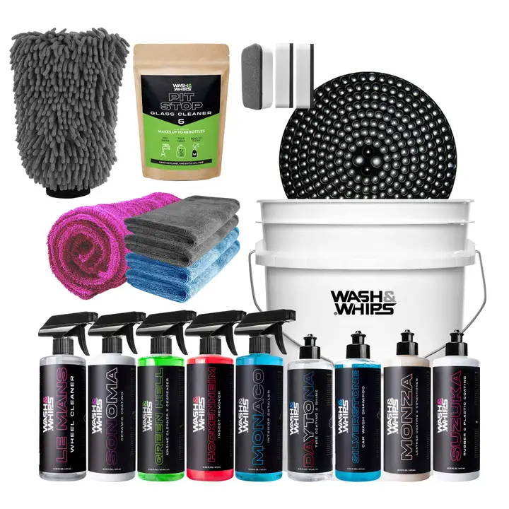 WASH&WHIPS Professional Quick Car Cleaning Kit - 16 pieces